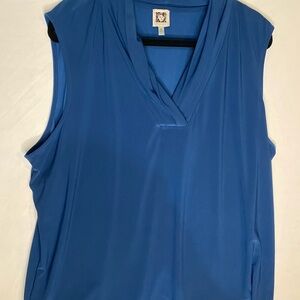 Anne Klein V-Neck Blue Tank Top